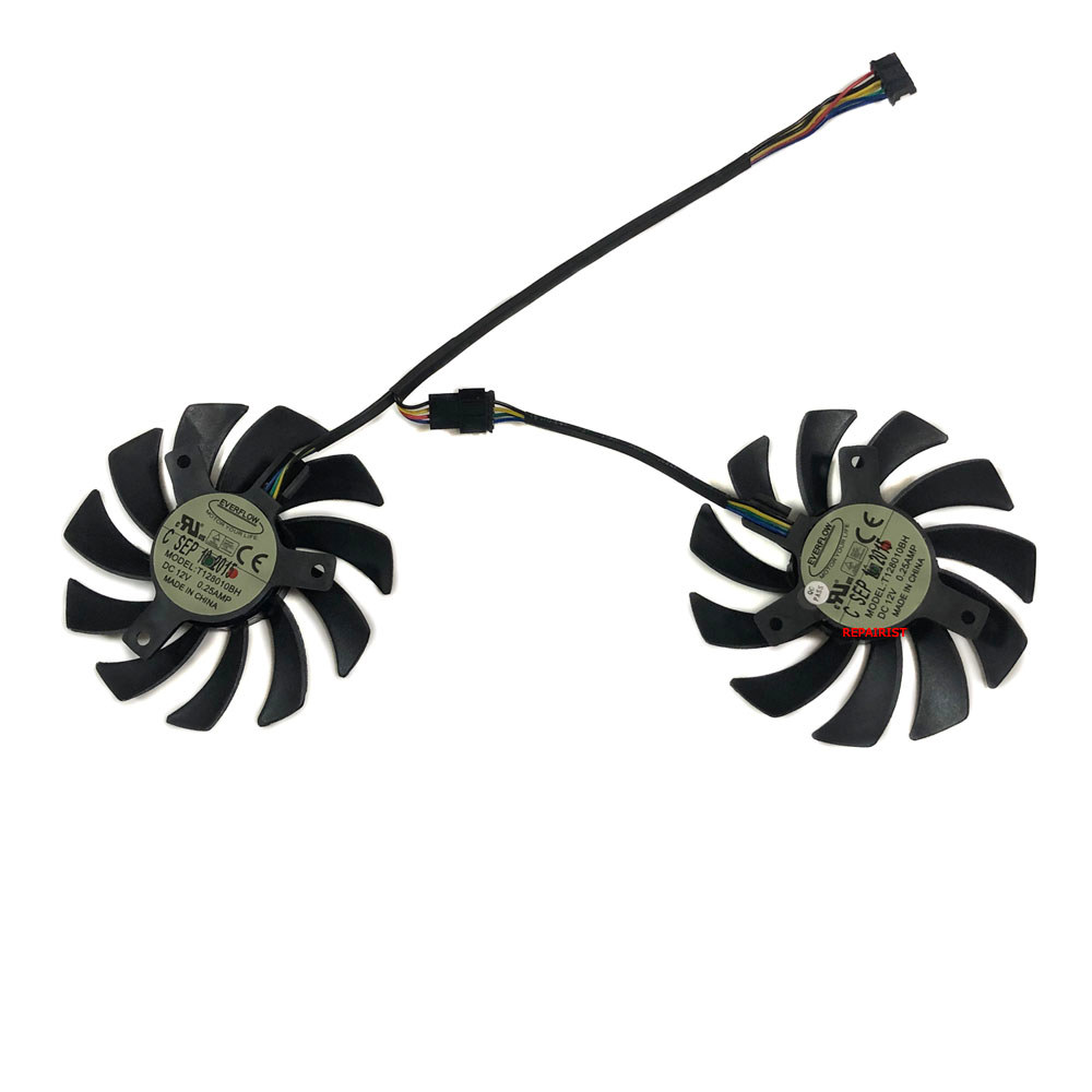 2Pcs/set GPU Graphics Fan T128010BH FD7010H12S VGA Video Cooler For ASUS HD7770 R7 260X Card Cooling