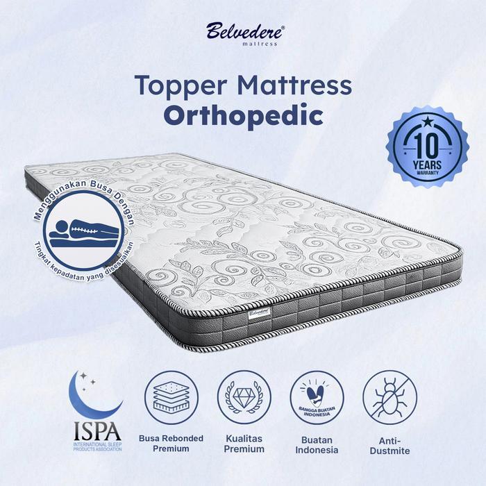 Belvedere Matras Topper Rebonded / Plustop / Lapisan Kasur - BUSA ANTI KEMPES TEBAL 8CM+ORTHOPEDIC |