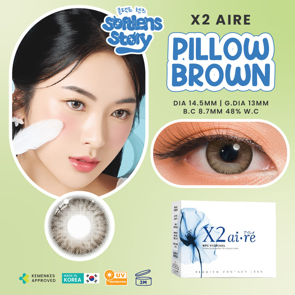 X2 AIRE Softlens - Pillow Brown Softlens Warna Bulanan