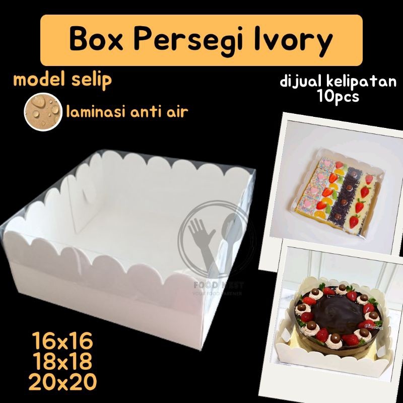 [Isi 10] dus persegi renda dus ivory 16x16x7 dus 18x18x7 putih laminasi
