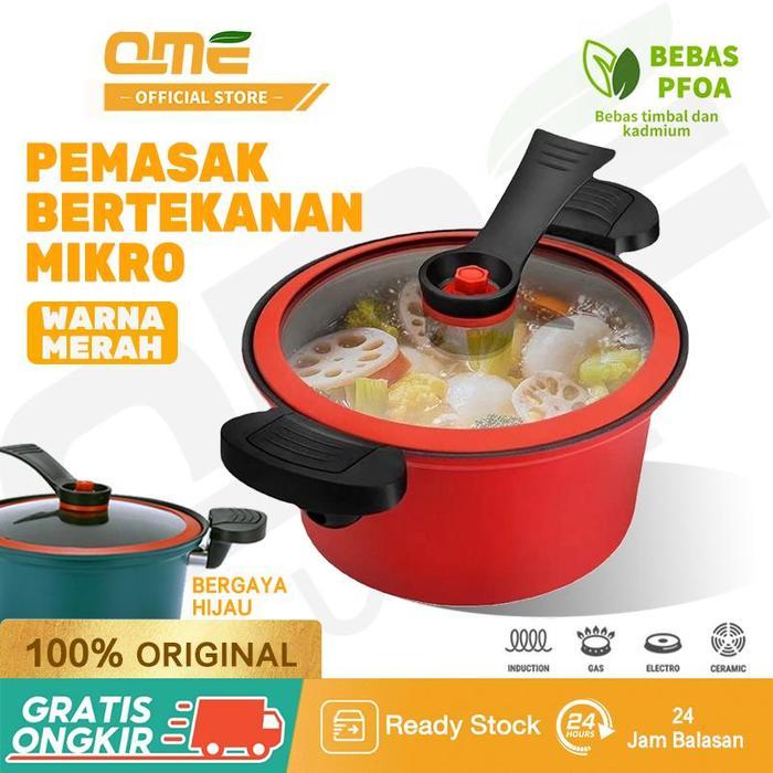 QME- Panci Presto Teflon Pressure Cooker Pot 3.5 Liter Melunakan Daging Lembut Anti Lengket Panci Pr