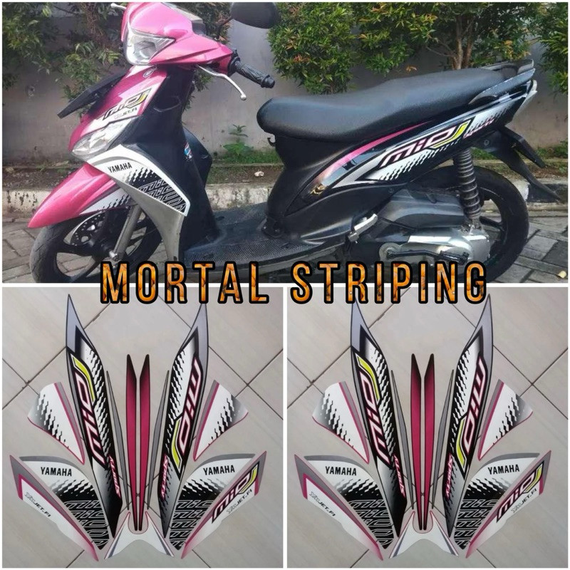 STIKER STRIPING MOTOR MIO J 2013 2014 SPORTY HITAM PINK