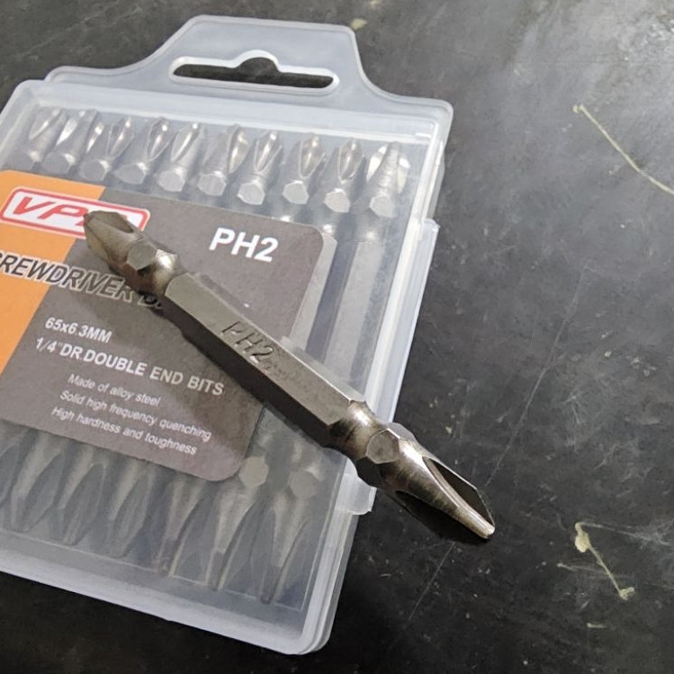 Mata Obeng HEX MAGNETIC PH2 - 65 x 6.3mm - 1/4" Double End Bits / Bolak Balik Tipe PLUS - 1 KOTAK [1