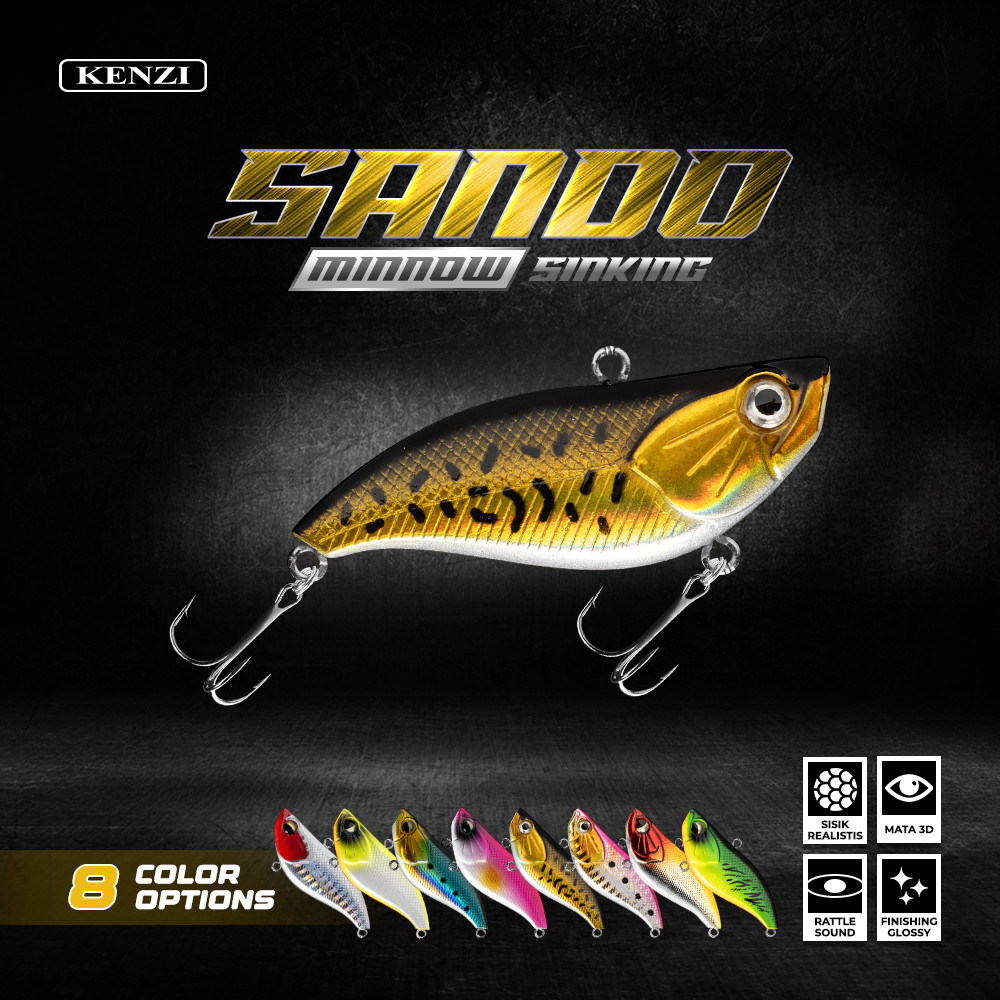 LURE KENZI SANDO 60mm 12.7gr Sinking Vibe - Umpan Pancing Casting Galatama Minnow