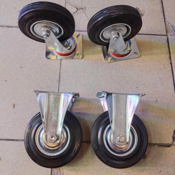 Roda Etalase 5 Inch / Roda Troli / Roda Karet 1Set ( 2Hidup 2Mati )
