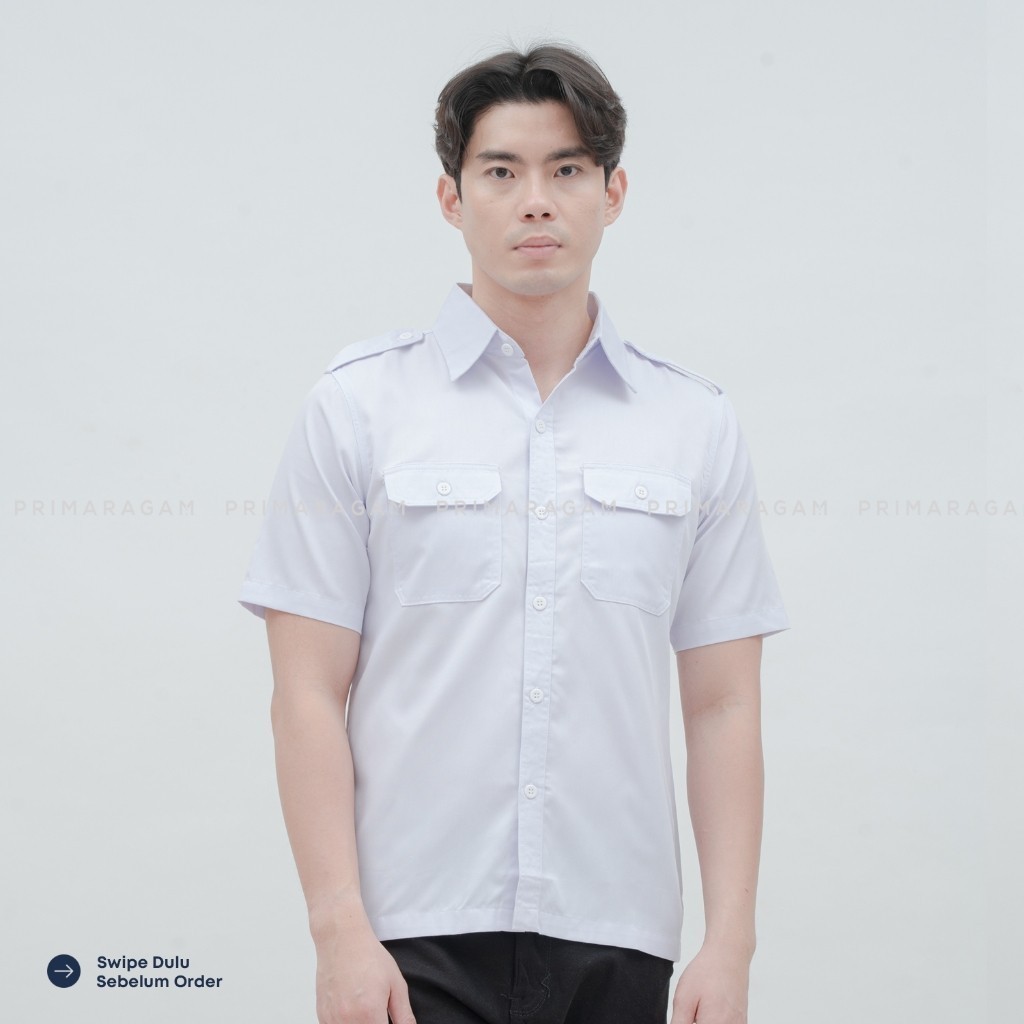 Baju Pdh Putih Pria Pendek Kemeja Seragam Pns Asn Dinas Laki Laki