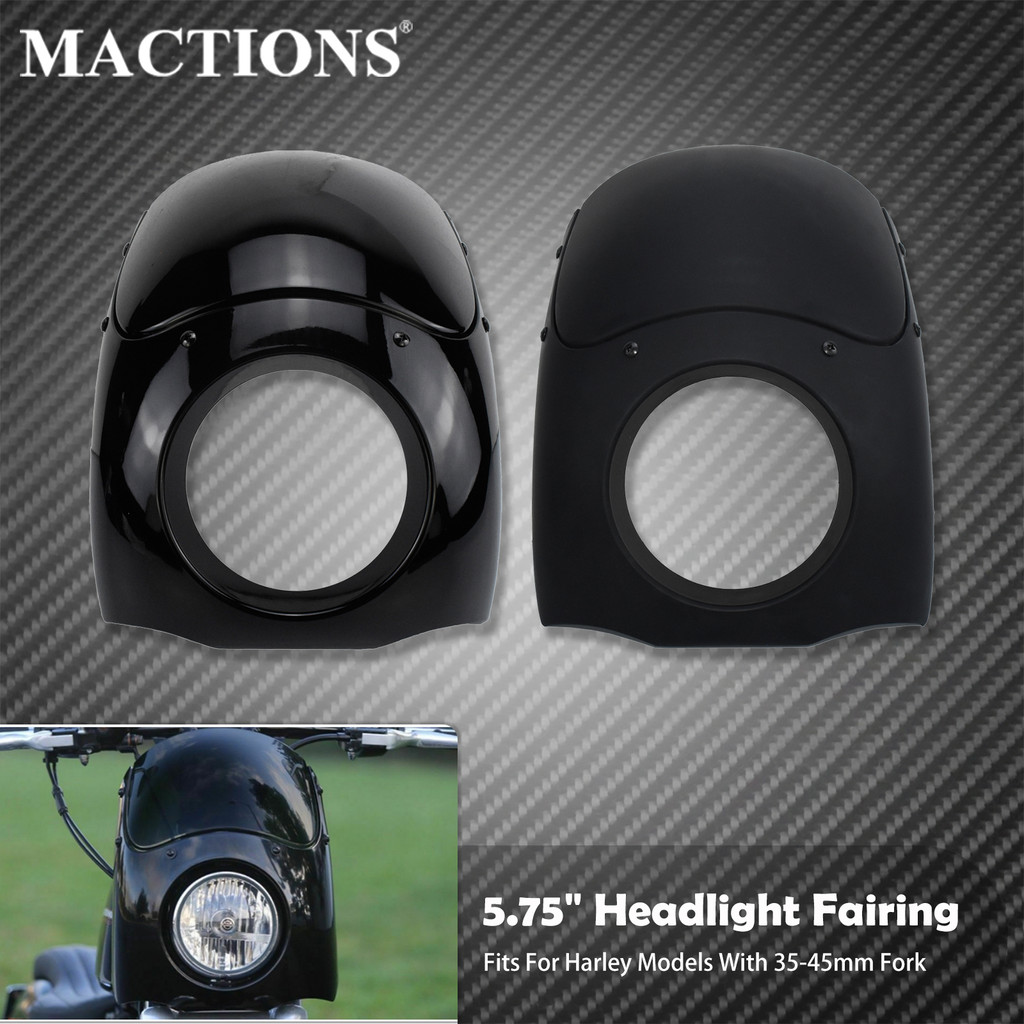 Motorcycle 5.75" Headlight Fairing Headlamp Windshield With 35-49MM Fairing Fork Mount For Harley Sp