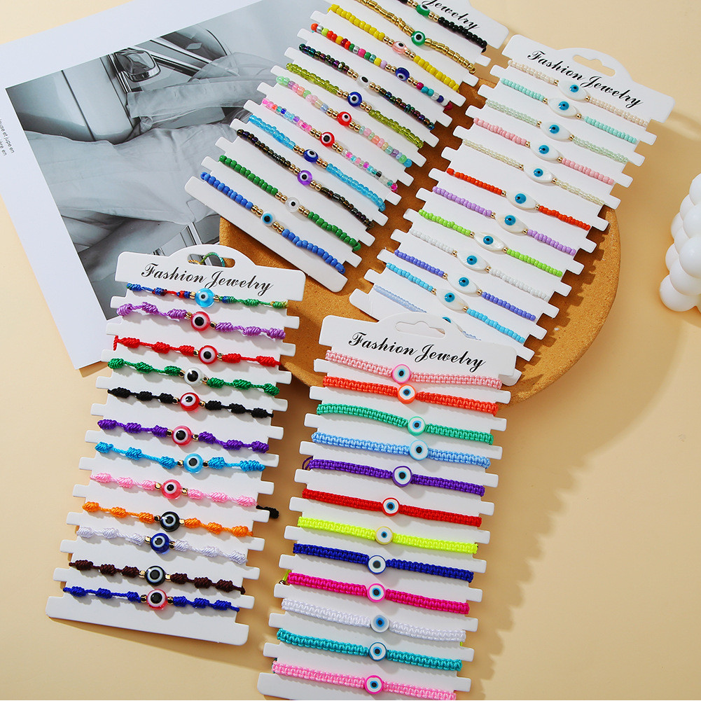 Manik-manik Beras Kristal Tenun Gelang Mata Setan Set Gelang Manik Mata Mengkilap 12