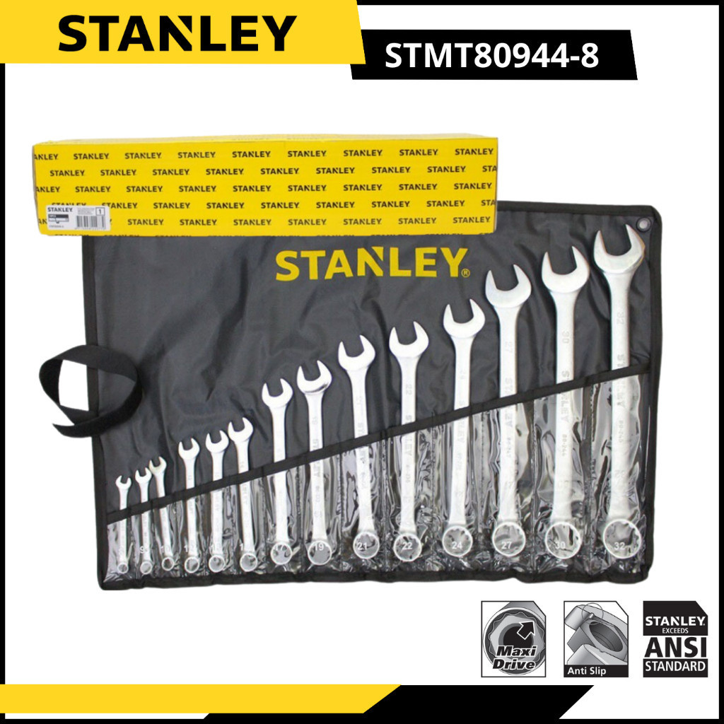 STANLEY STMT80944-8 Kunci Ring Pas Combination Wrench Set 14Pc 8-32mm STMT80944