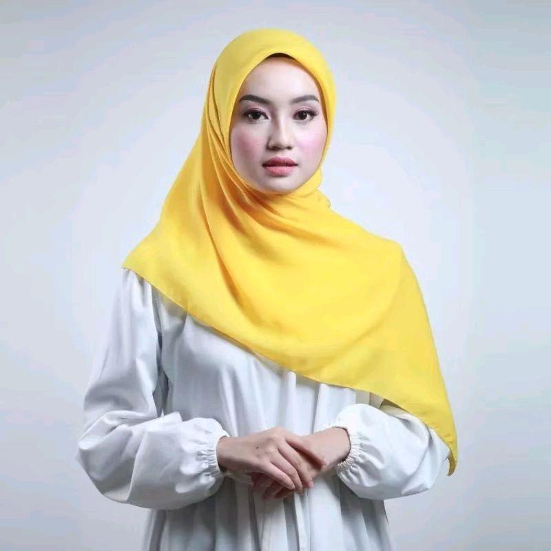 Hijab bella square segi empat warna kuning golkar Nyaman
