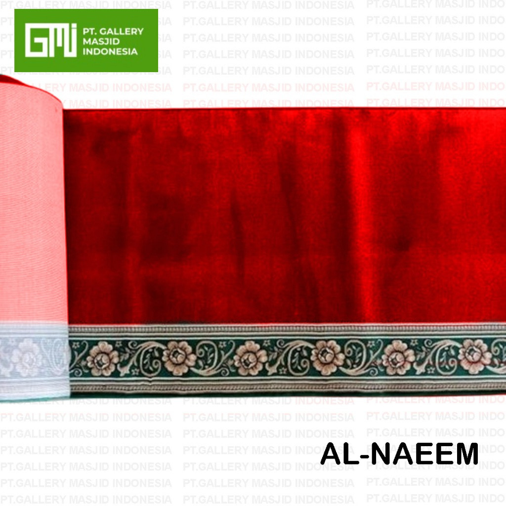 Karpet Mesjid Roll Sajadah Meteran AL NAEEM Motif Bunga Warna Merah