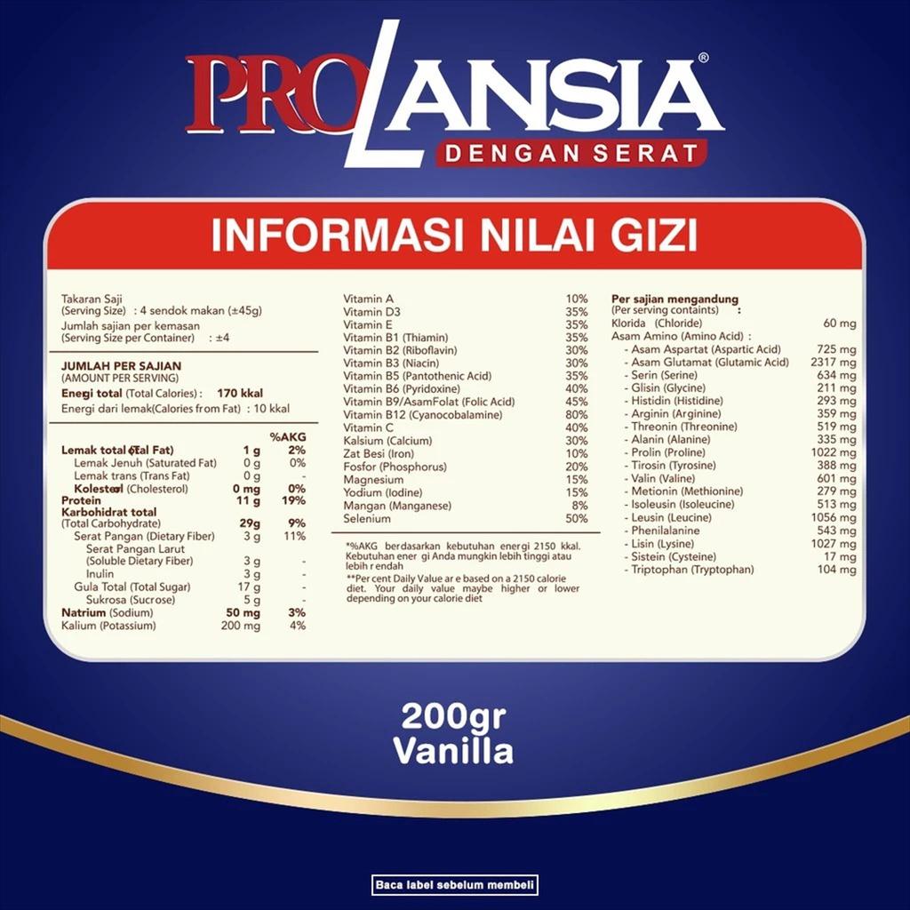 Pro Lansia Vanila Susu Bubuk 200G Untuk Lansia Tbk
