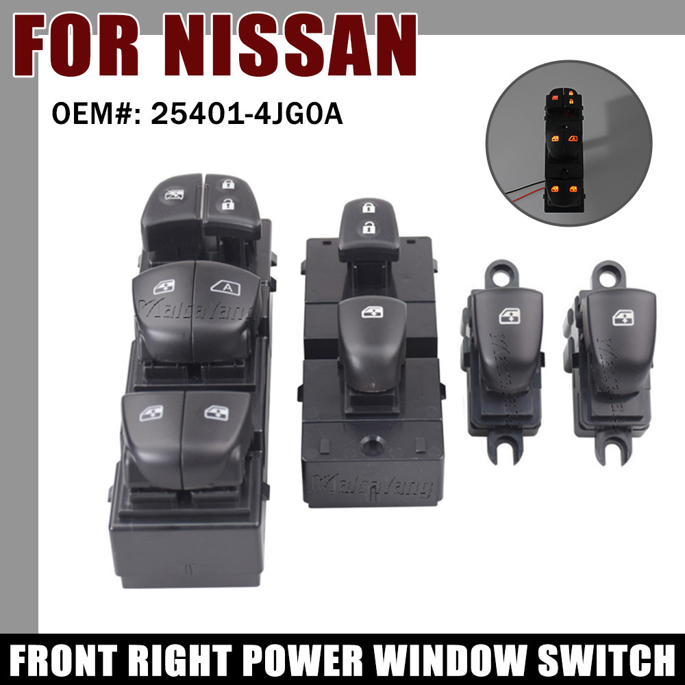 Sakelar power window LED, tombol pengangkat kaca otomatis untuk aksesoris Nissan Qashqai J11 X-Trail
