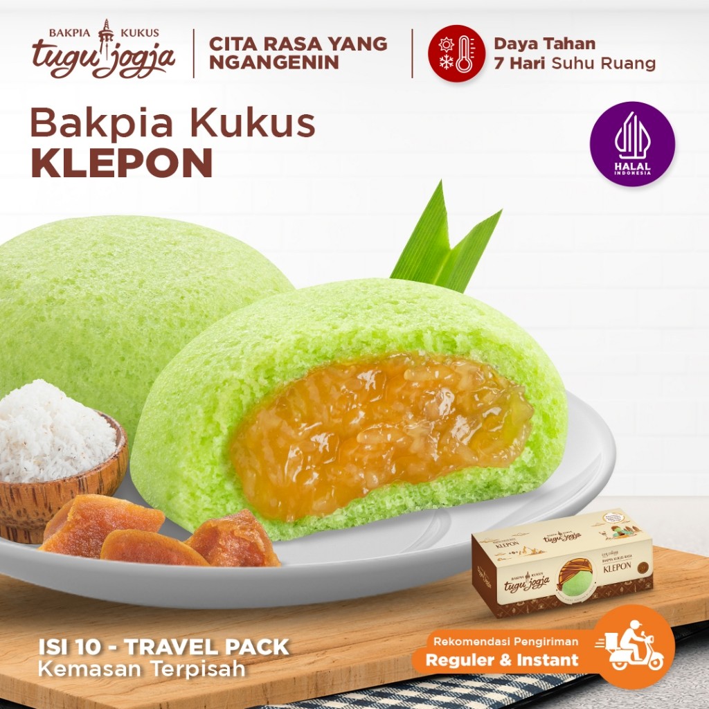 Bakpia Kukus Tugu Jogja Rasa Klepon Isi 10 Pcs - Travel Pack - Oleh-oleh Khas Jogja