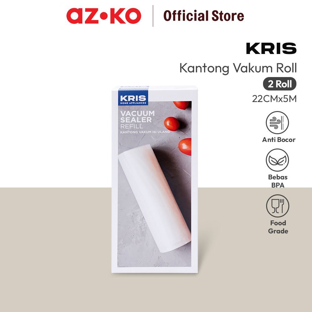 AZKO Kris 22x500 cm Set 2 Pcs Kantong Vacuum Roll Isi Ulang Packaging Vakum Pembungkus Makanan Anti 