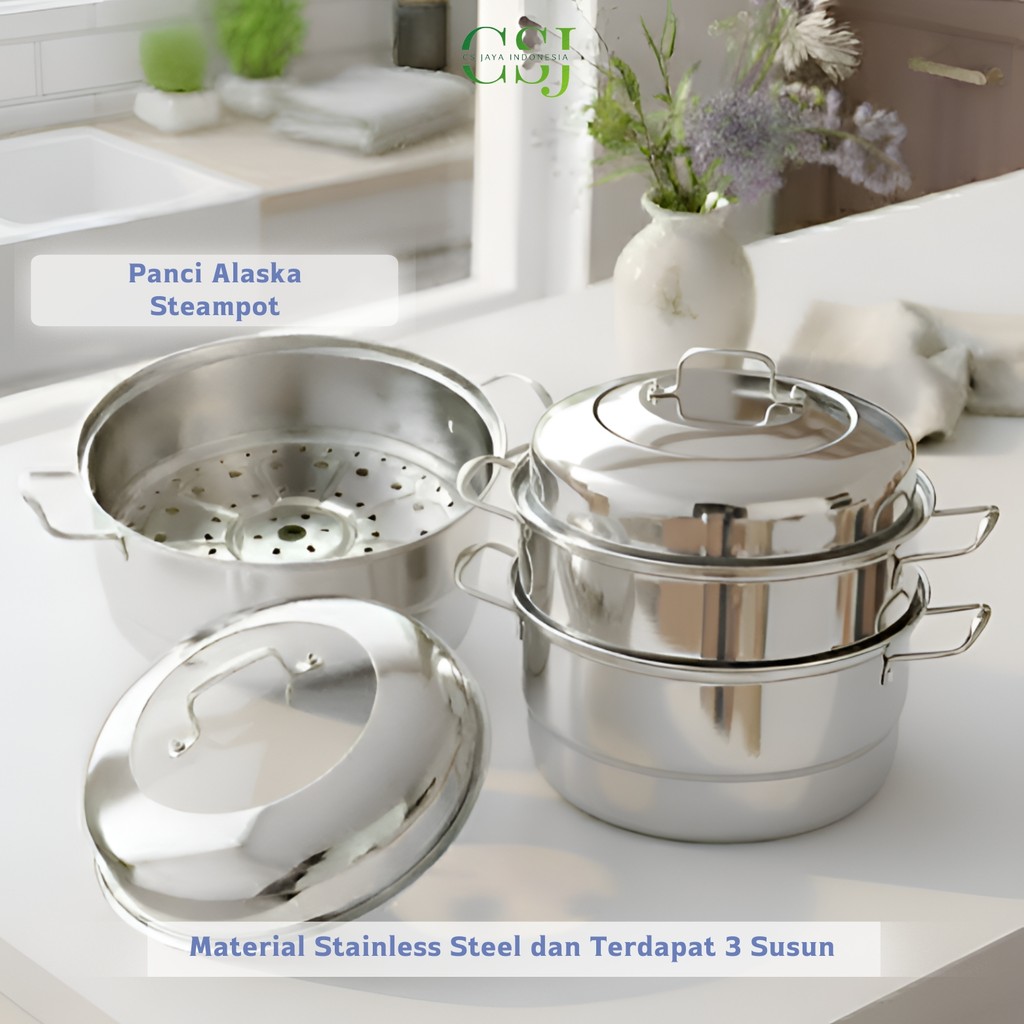 CSJ Panci Kukus Alaska Steampot  Siomay 28CM Panci Dimsum Bakpao Nasi Tim Steamer Dandang Stainless 