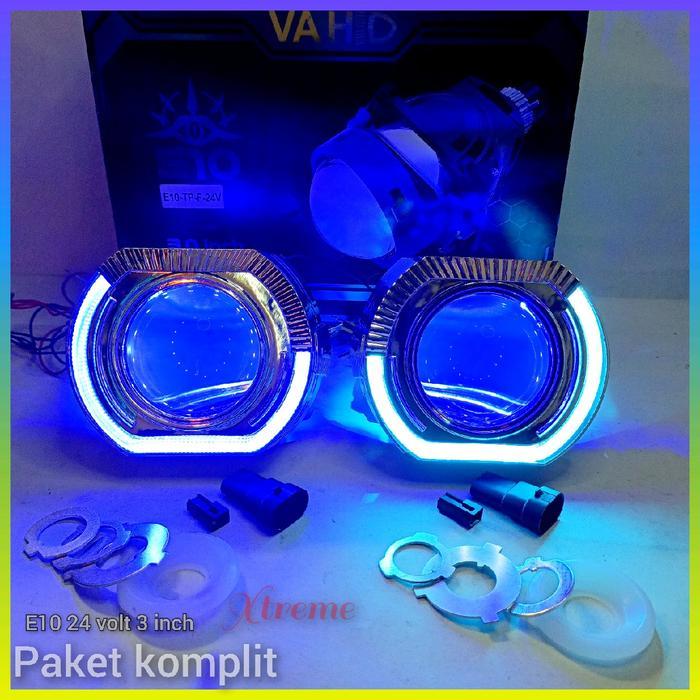 biled 24 volt paket komplit vahid E10 lens 3 inch - ch21, merah