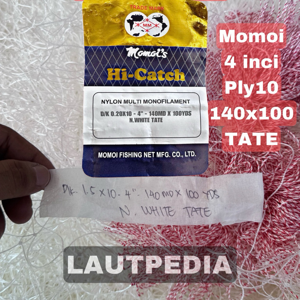 BISA (COD) Jaring ikan Momoi untuk Tengiri 4 inci Ply10 140x100 TATE - Jaring Milenium