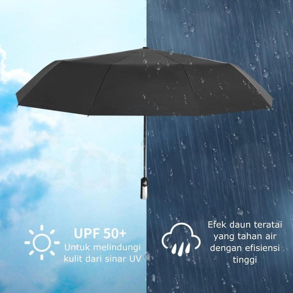 Wemee - Payung Lipat Otomatis Jumbo 10 Rib Anti UV Upf 50+ - Payung Multifungsi Untuk Cuaca Hujan da
