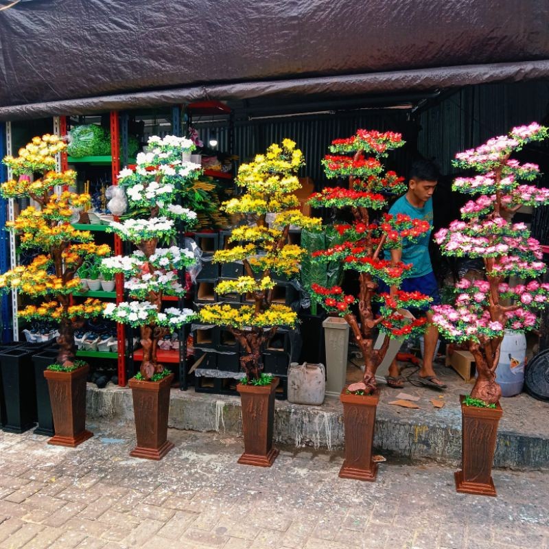 PROMOHIASAN SUDUT RUANGAN DENGAN POT TINGGI 175CM // HIASAN BUNGA SAKURA JUMBO// POHON PLASTIK RUANG