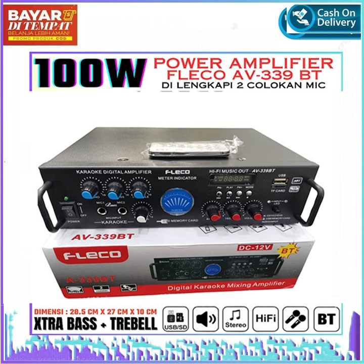 PROMO~Amplifier Bluetooth FLECO AV-339 BT Stereo/Bass/Treble/Echo/Dual Karaoke/Mp3 player/FM Radio/A