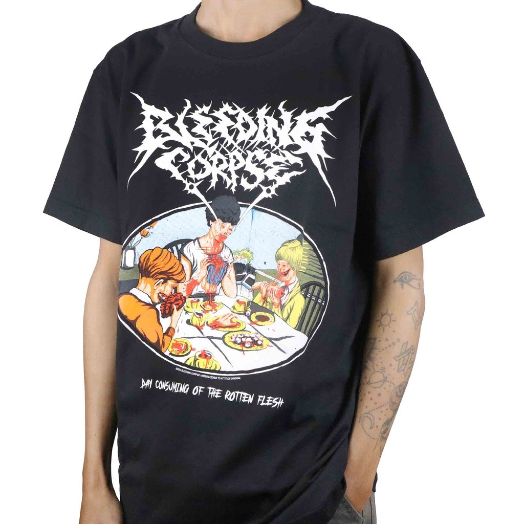 HOT Tshirt Bleeding Corpse - Rotten Flesh Black Katun M-XXL