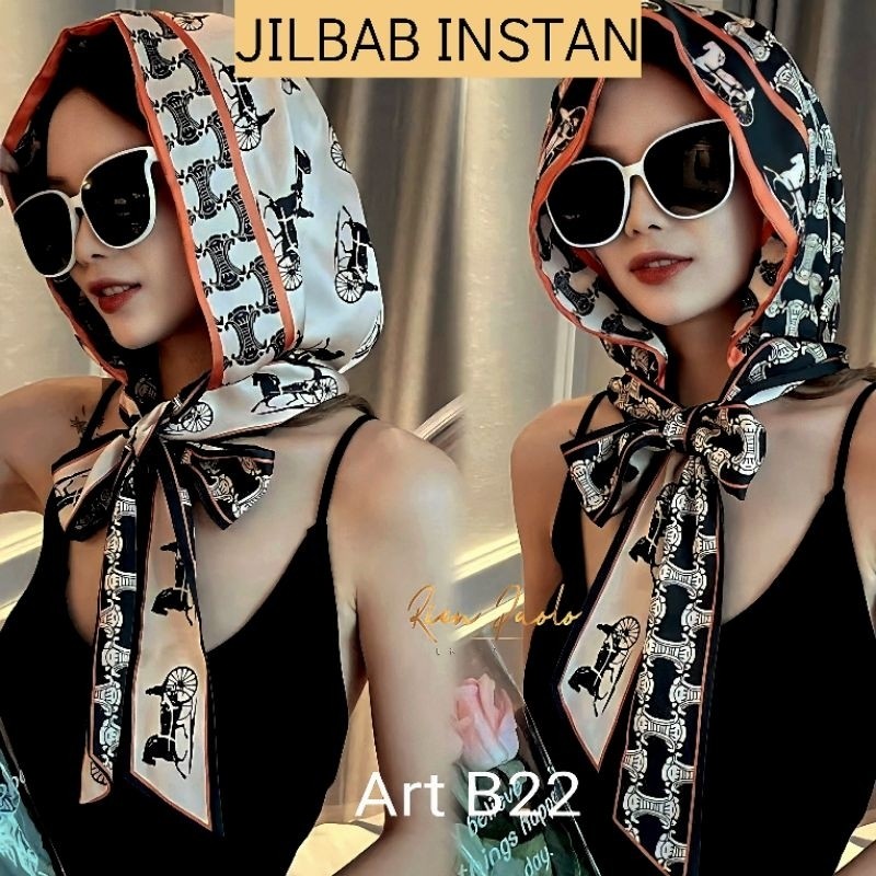 ASMARA Hijab Instant Kerudung Satin Head Scarf Turban Instan Dewasa Jilbab Motif Bunga Printing Baby