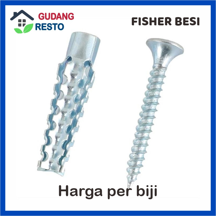 1SET SEKRUP FISER S6 6X30 mm ANGKUR BAUT TEMBOK BETON SKRUP DINDING BESI ZINC GALVANIS DINABOLT FISH