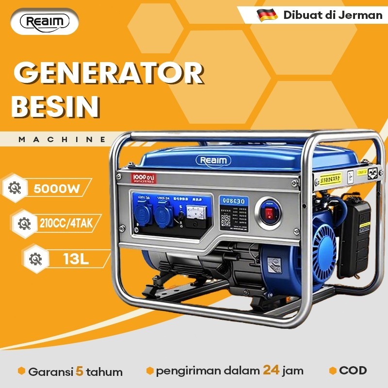 VS REAIM Genset Portable 4000W 210CC Pembangkit Listrik Mini untuk Rumah Tangga Outdoor Bensin