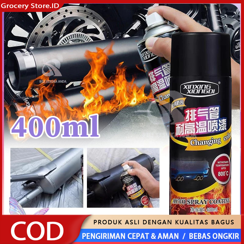 Tahan Suhu Tinggi 800°C 400ML Cat Knalpot Anti Panas Pilox Diton Hi Temp Black Hitam Doff Untuk Mesi