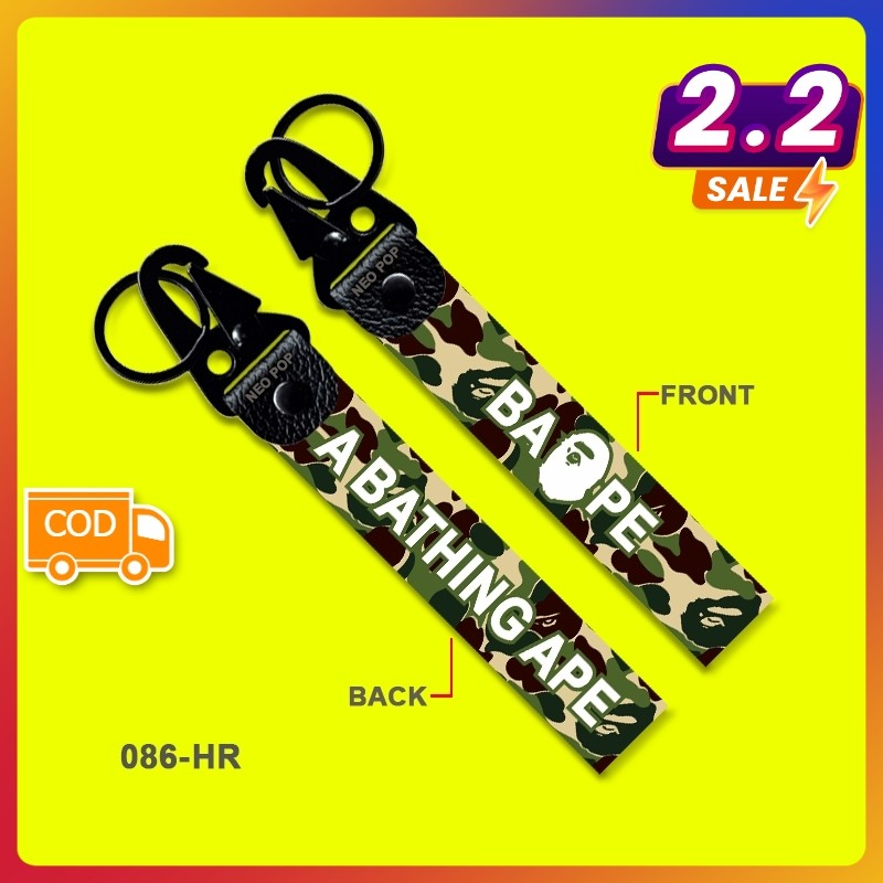 GANTUNGAN KUNCI PREMIUM LOGO BRAND A BATHING APE KEYCHAIN SEPEDAH MOTOR MOBIL KEREN LOGO BAPE CAMO S