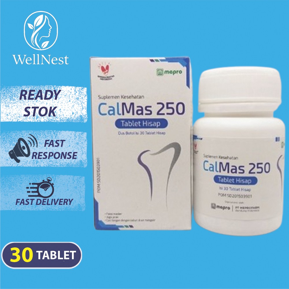CalMas 250 mg 30 Tablet Hisap Suplemen Kesehatan Kalsium Peninggi Badan