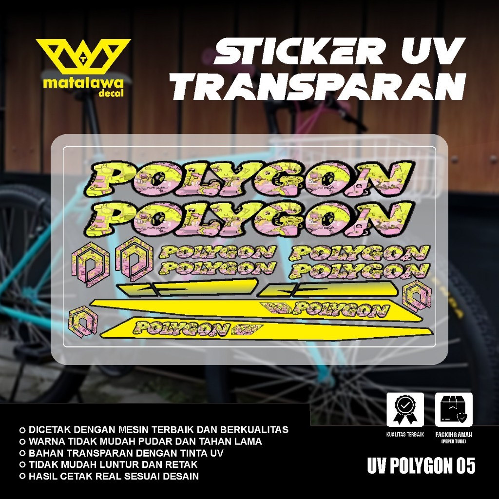 Stiker Decal PREMIUM POLYGON UV TRANSPARAN POLET Sepeda MTB Bike Kalcer SET 05
