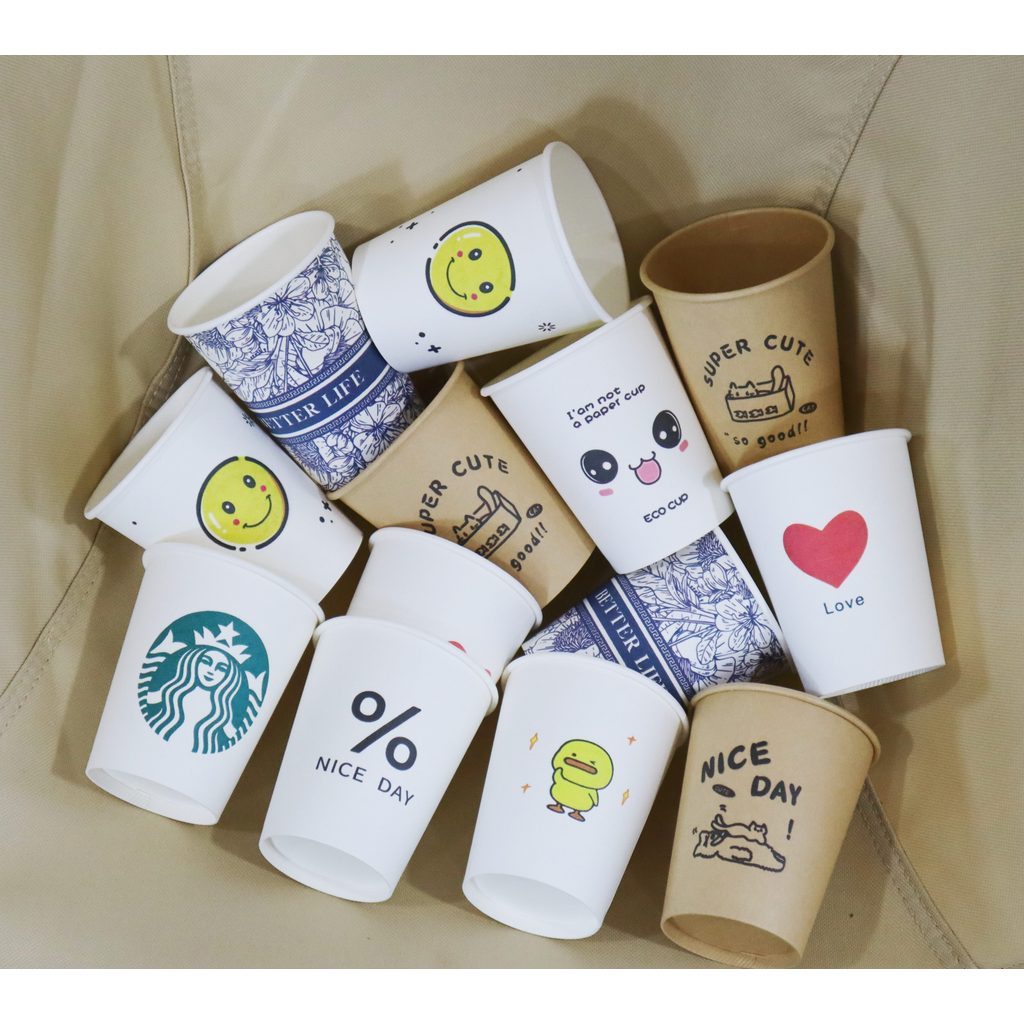 [50pcs] Cangkir kertas sekali pakai Gelas Kertas Paper cup single wall 8oz 12oz Tahan Panas Anti Boc