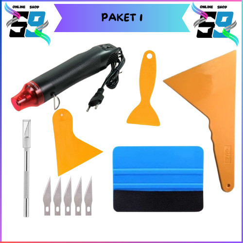 RUES.STORE PAKET LENGKAP Mini Heat Gun Hot Air Vinyl 220V 300W Mesin Pemanas Blower Uap Panas Alat U