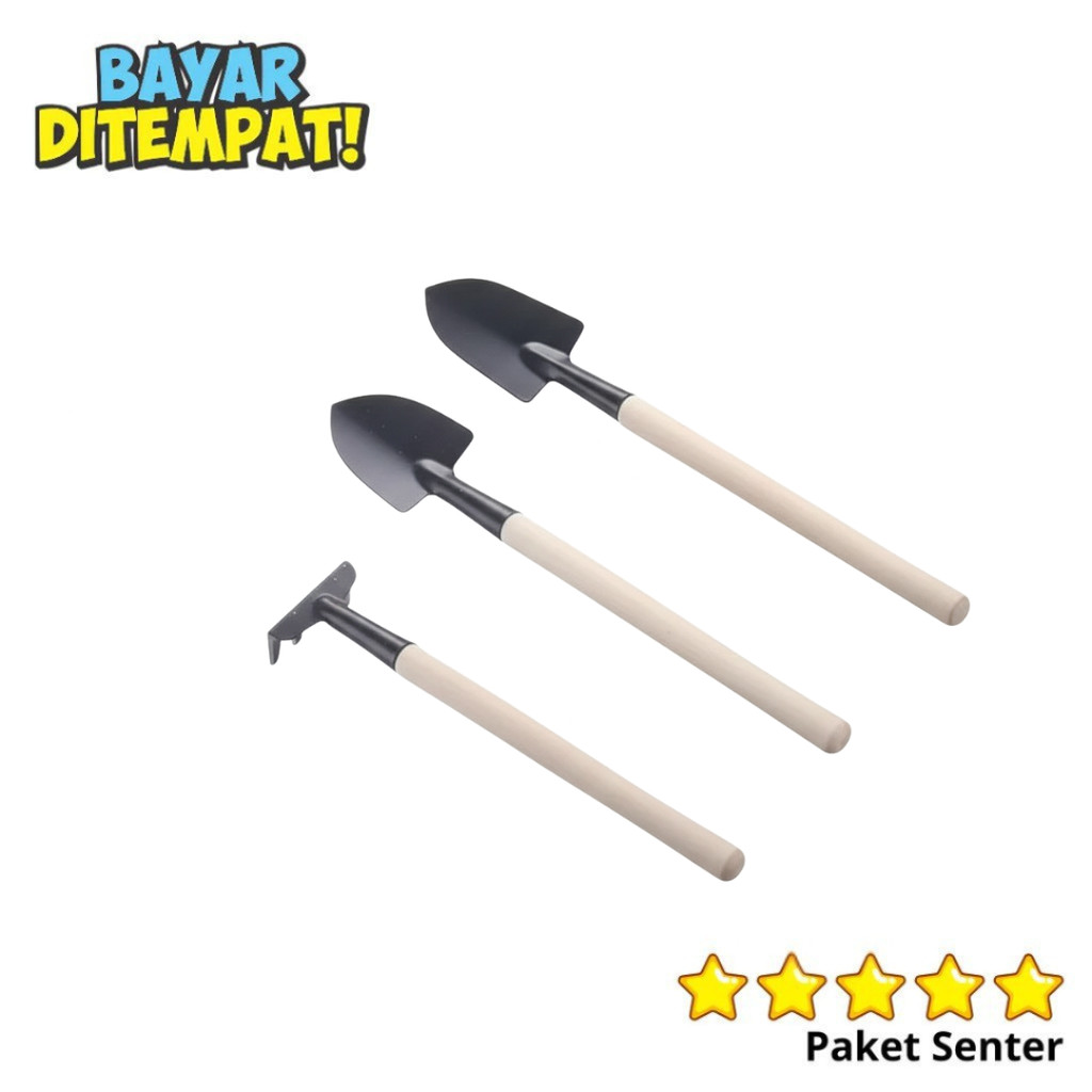 Perlengkapan Kebun Set 3 pcs Sekop Gali Tanah & Garpu Akar
