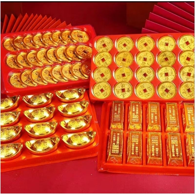 Hiasan Imlek Yuan Bao Emas Pajangan Uang Yen Pao Hiasan YenPao Imlek Gold Yen Pao