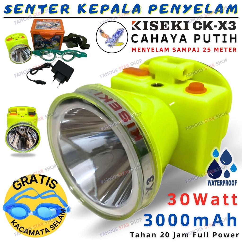 promo toko Senter Kepala Kiseki Anti Air CK X3 30W Headlamp Kiseki CK-X3 - Senter Kepala Waterproof 