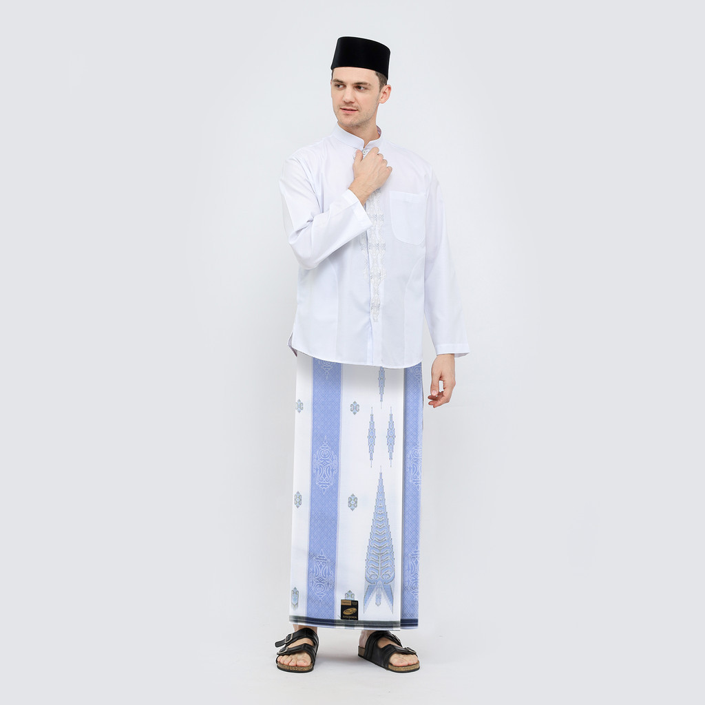 (Bayar di Tempat) Sarung ATLAS Super Premium 980 Motif A9 JGL Putih Biru 02