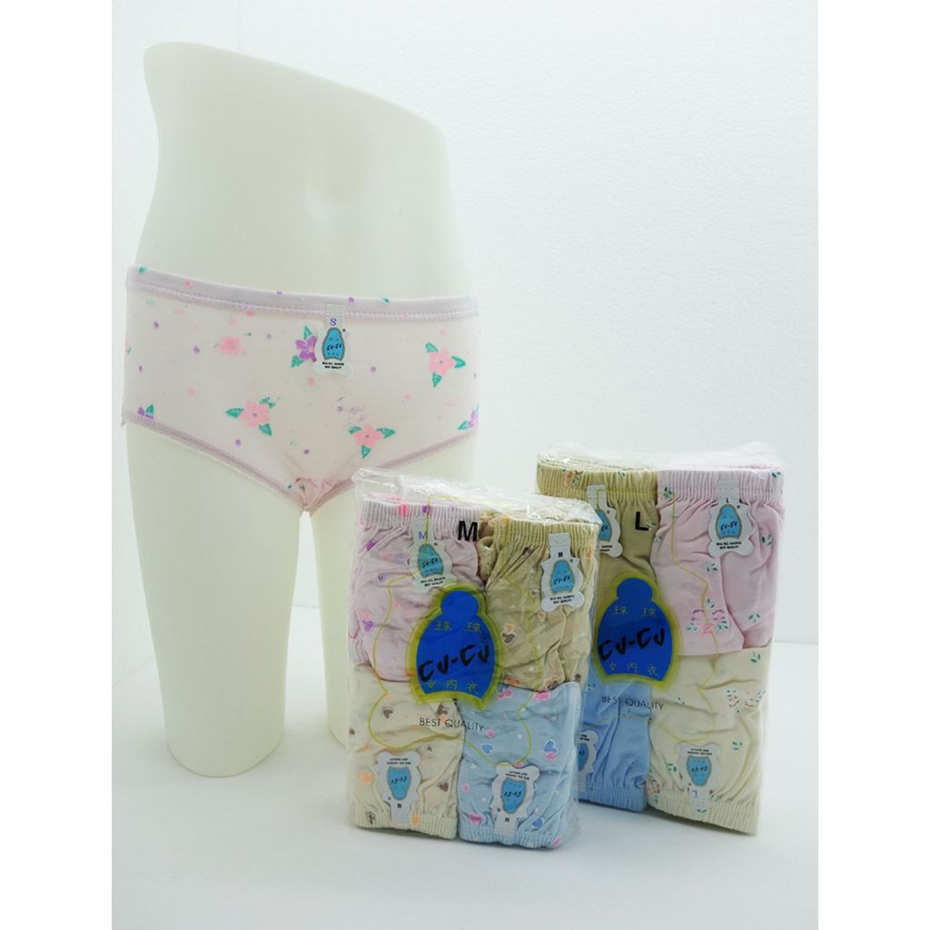 Celana Dalam Wanita Print Motif Bunga | CD Katun Wanita | Size S - XLL | Bundling Isi 3 Pcs