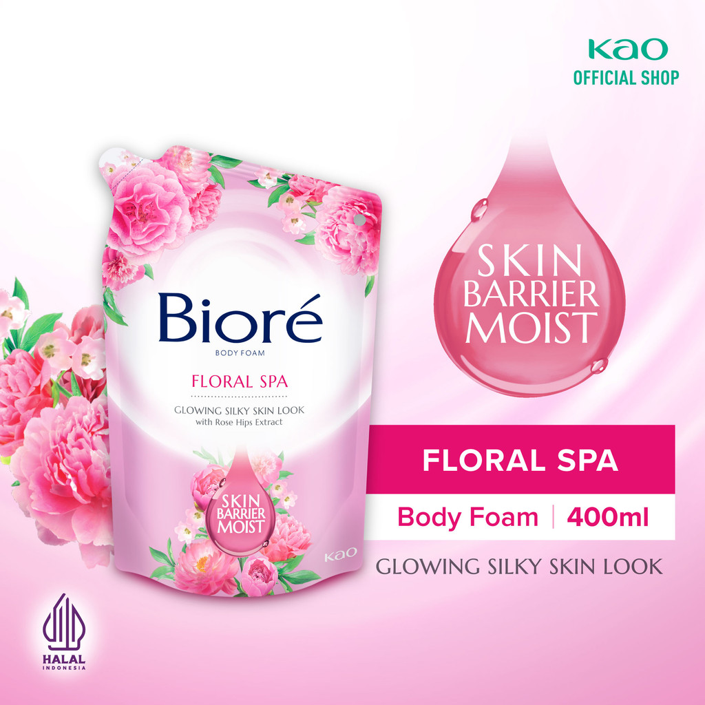 Biore Body Foam Sabun Mandi Cair Floral Spa Pouch 400ml 
