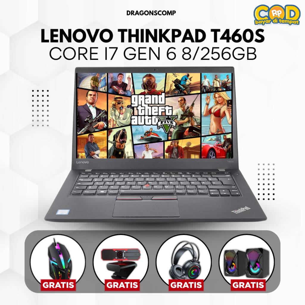 Laptop Lenovo Thinkpad T460 T460S Core i7 Gen 6 RAM 8/256GB - Laptop Second Bergaransi