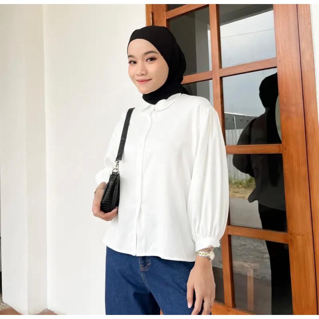 Promo Sale  Elze Blouse Lengan Balon Atasan Wanita Bahan Shakila Twill