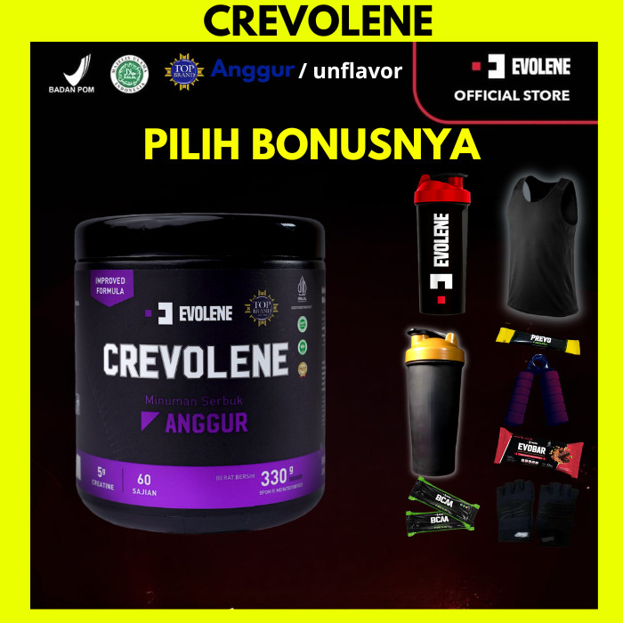 CREVOLENE CREATINE EVOLENE 330 GR GRAM 330GR 60 SERVING ORIGINAL BPOM HALAL CREATIN KREATIN CREATIN