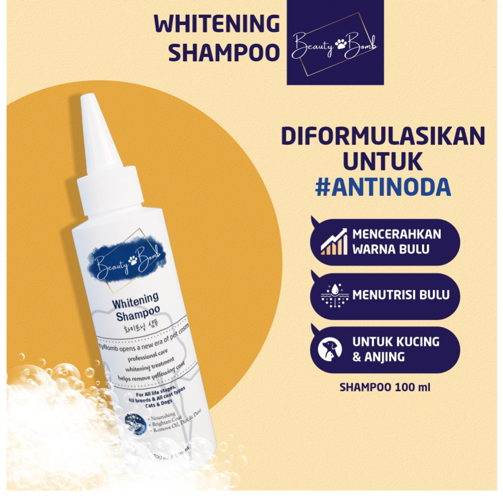 (Macicay) Beauty Bomb WHITENING Shampoo Bulu Putih Lebat untuk Anak Kucing Anjing Sampo Ampuh Kulit 