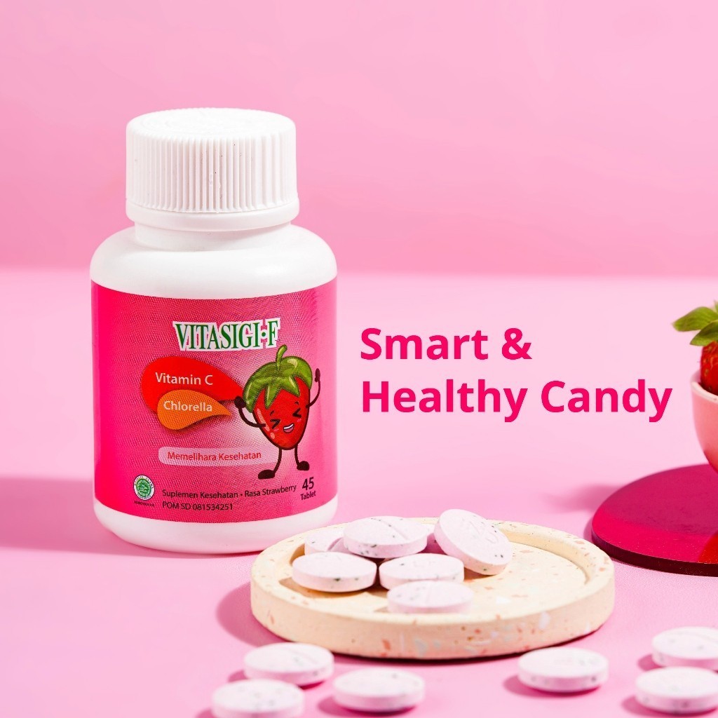 Vitasigi-F Strawberry - suplemen yang mengandung vitamin C dan chlorella CNI Store Rumbio Jaya