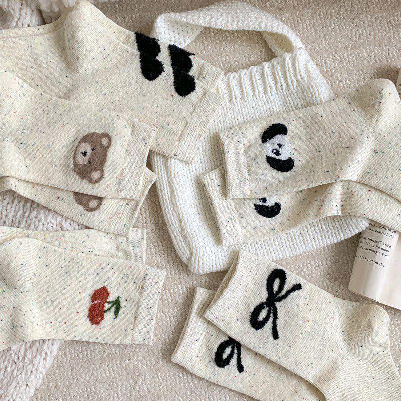 Kaos Kaki Wanita Panjang Katun Spandex Motif Kartun Lucu Fashion Korean Style