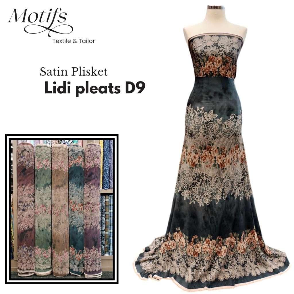 (EC) MOTIFS KAIN PRINTED SATIN PLISKET BOBBY BROWN LIDI  Halus Tidak Mudah Kusut Rok Tunik Outer Dre