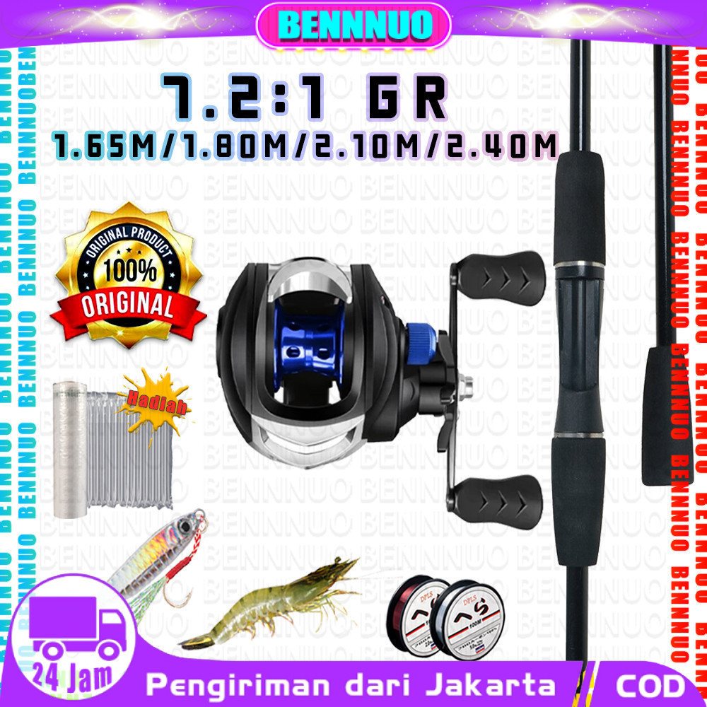 Alat Memancing Lengkap 5 SET  Biru AK200 BC Joran Pancing Set Paket Murah Peralatan Memancing Ringan