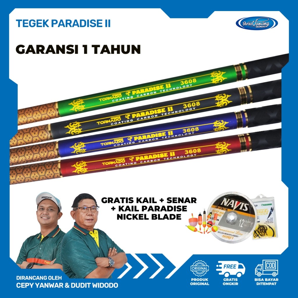 New Joran Tegek Paradise II Gratis 3 Hadiah Coating Carbon Handle Anti Slip Kuat